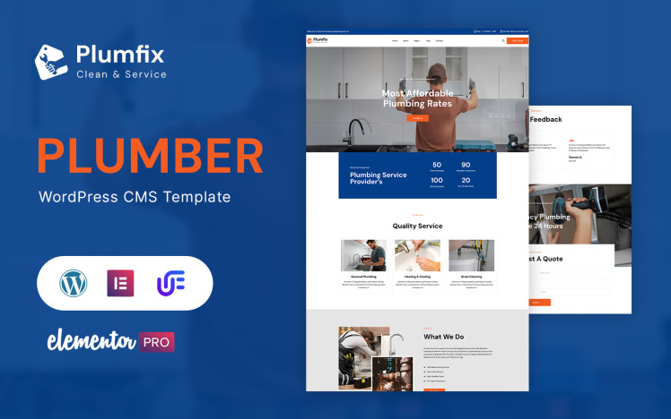 Plumfix- Plumbing Services WordPress Elementor Theme #371474