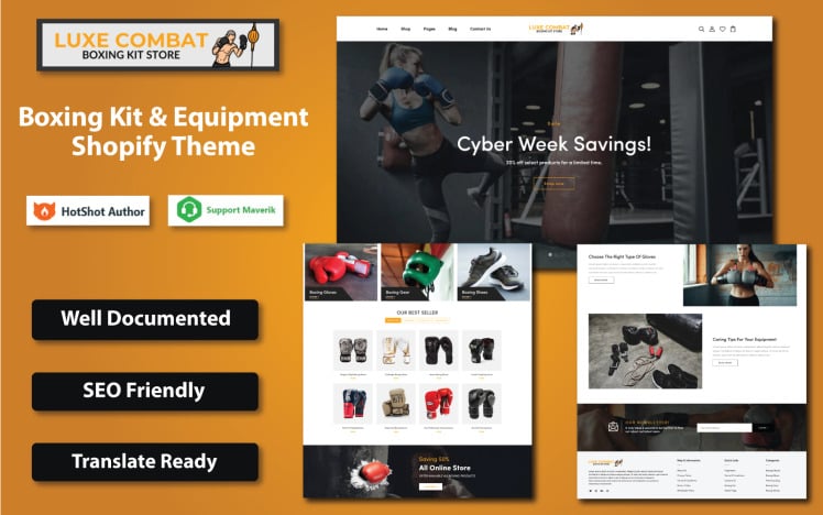Luxe Combat Boxing Kit Equipment Shopify Theme #372680
