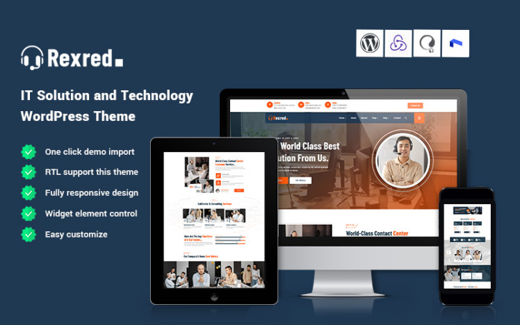 Rexred - IT Solution and Technology WordPress Theme #373353