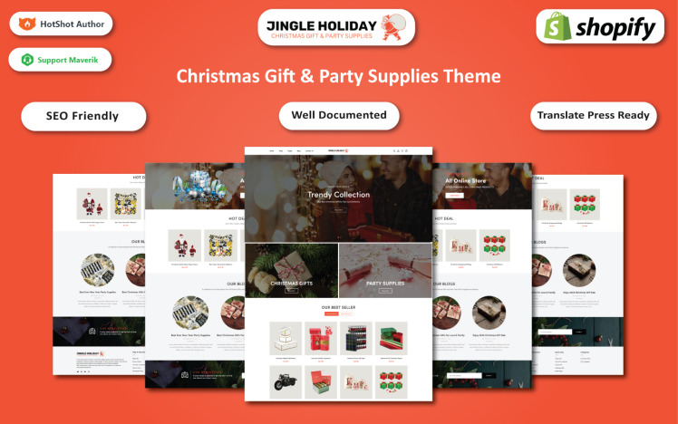 Jingle Holiday Christmas Gifts New Year Party Supplies Shopify Theme #374303