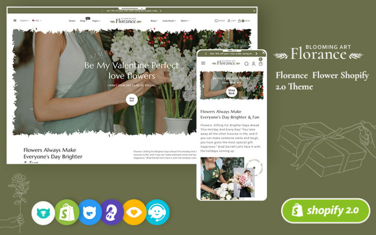 Florance Crafted Shopify Theme For Flowering Blooming Bouquet Flower Art Crafts Stores #375549