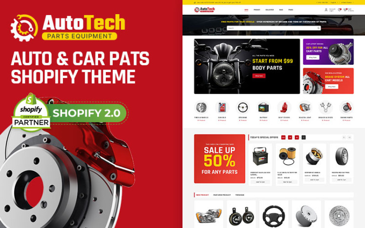 Autotech Automotive Car Spare Parts Auto Tool Multipurpose Shopify Responsive Theme #377112