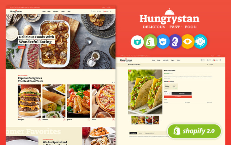Hungrystan Unique Shopify Theme for Fast Food Cafes Restaurants #377744