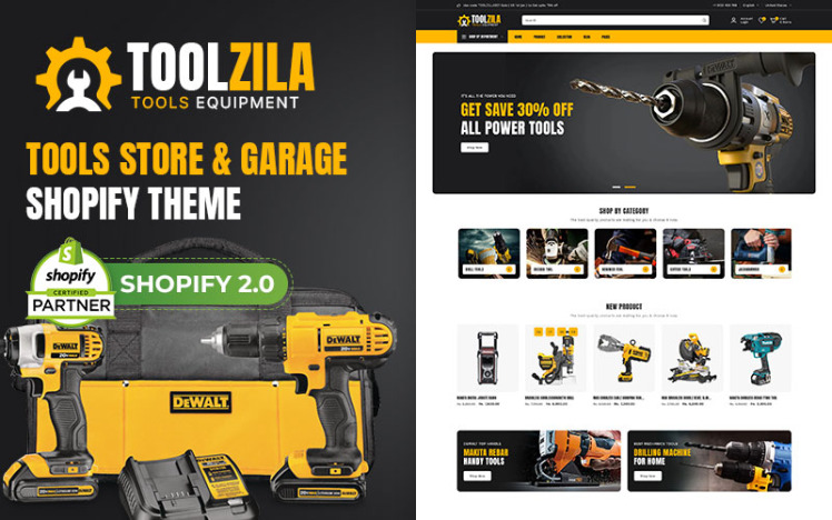 Toolzila Garage Mega Tools Accessories Store Multipurpose Shopify Responsive Theme #379305