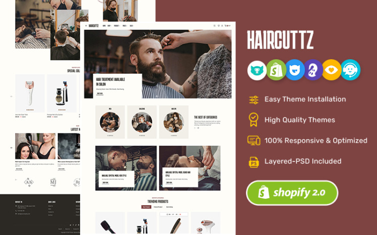 HairCuttz Modern Shopify Theme For Barber Shop Hair Beauty Saloon #382827