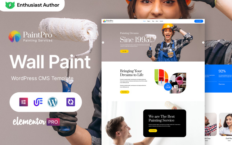 PaintPro - Wallpapering And Painting WordPress Elementor Theme #383022