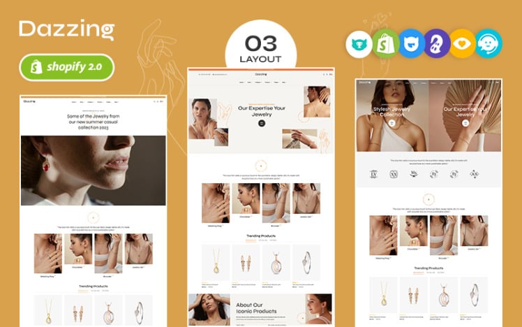 Dazzing Modern Jewelry Store Shopify multipurpose Theme #385250