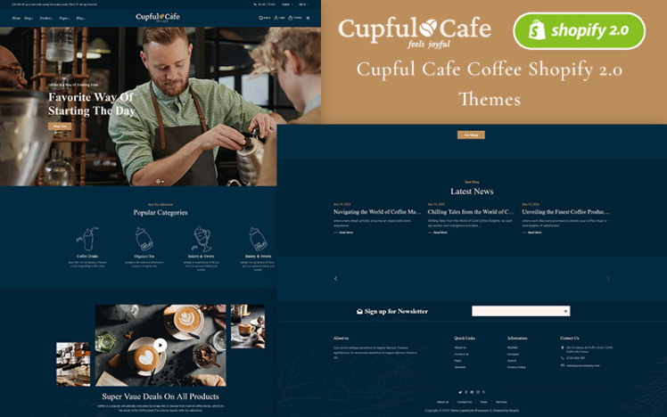 CupfulCafe Coffee Cafe Food Shop Shopify Theme #388884