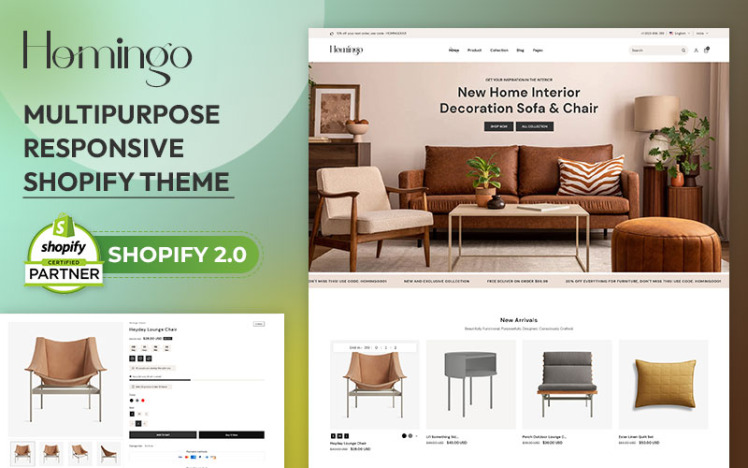 Homingo Modern Home Interior Decor Furniture Multipurpose Shopify Responsive Theme #390486