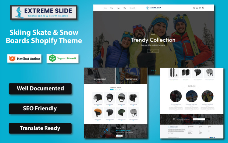 Extreme Slide Skiing Skate Snow Boards Shopify Theme #392770