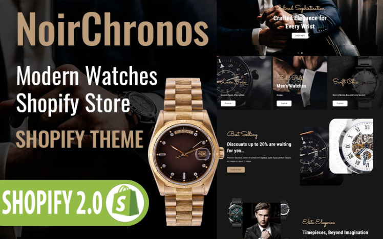 NoirChronos Shopify Watches Fashion Dark Theme #394689