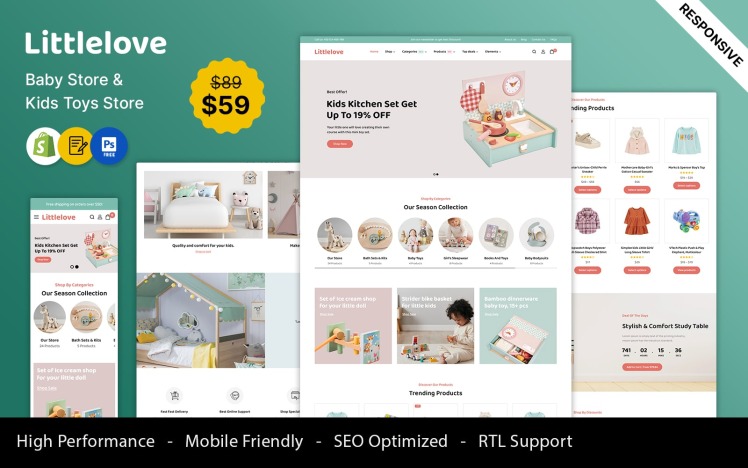 LittleLove Kids and Toys Responsive Shopify Theme #397668
