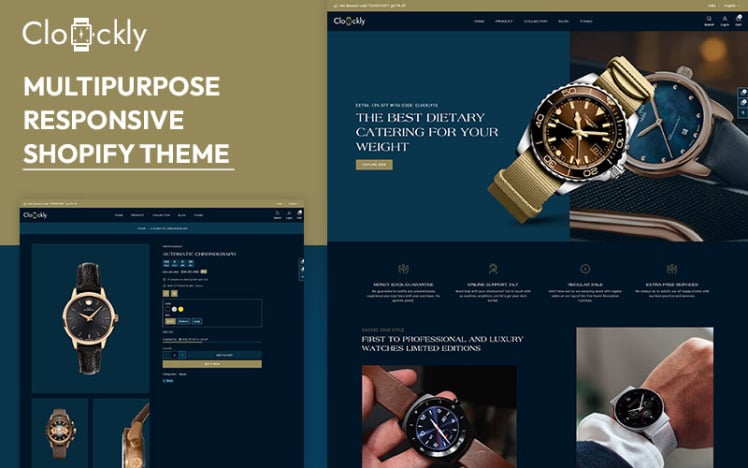 Clockly Smart Watch Store Minimal Fashion Shopify Responsive Theme #398789