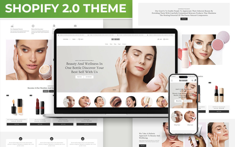 Beuberry Beauty Cosmetic Skincare Multipurpose Shopify Responsive Theme #404586