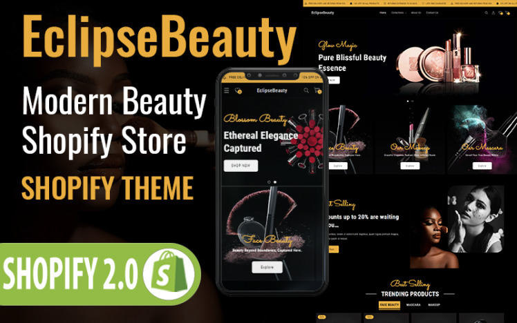 EclipseBeauty Beauty Cosmetics Store Clean Online Store Shopify Theme #407859