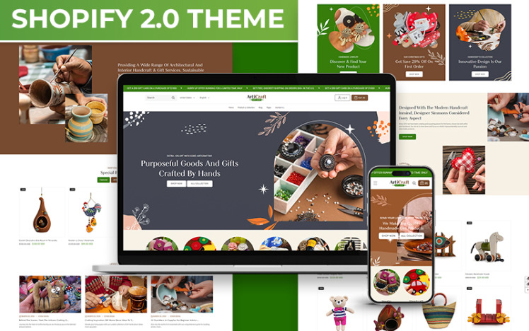 Articraft Handcrafted Arts Gifts Store Multipurpose Shopify Responsive Theme #408507