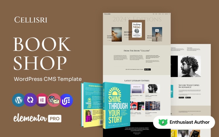 Cellieri - Book Author Multipurpose WordPress Elementor Theme #408670