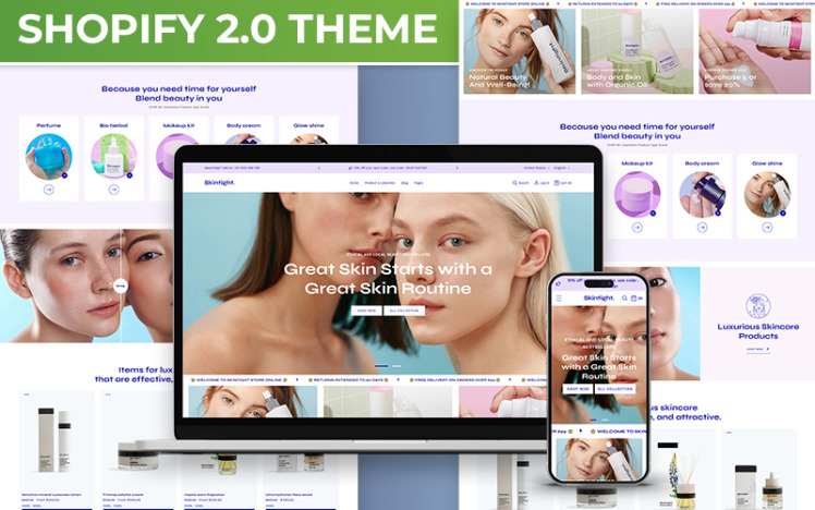 Skintight Cosmetics Beauty Cosmetics Skincare Responsive Shopify Theme #409015