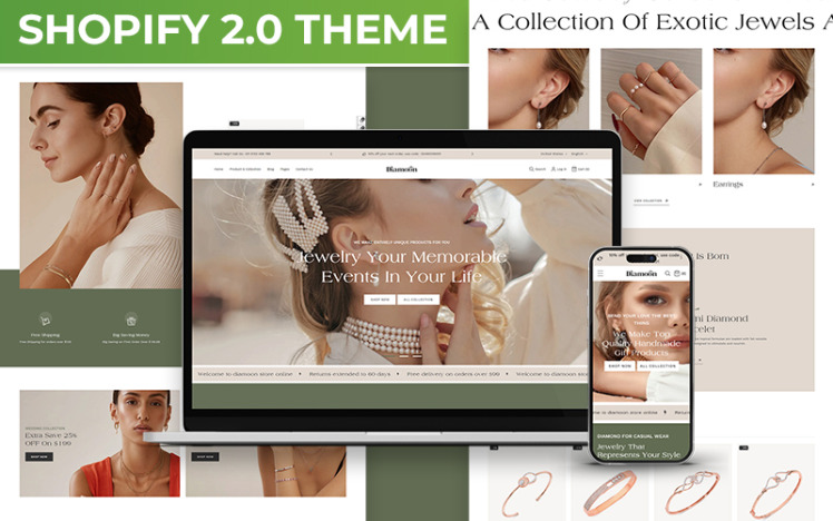 Diamoon Modern Jewelry Fashion Store Multipurpose Shopify Responsive Theme #409666