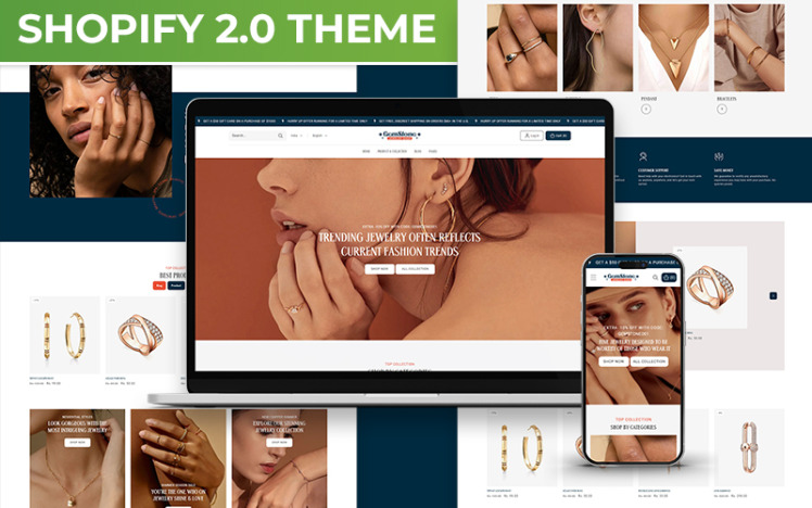 Gemstone Responsive Multipurpose Shopify Theme for Premium Luxurious Jewelry Stores #409659