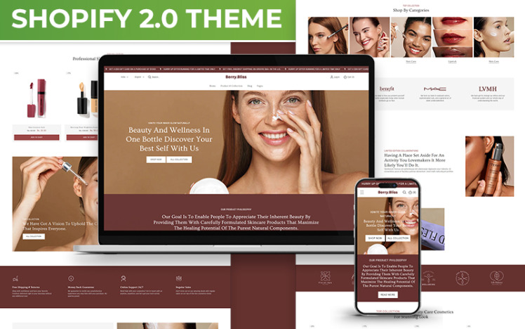 Berry Bliss Beauty Cosmetics Store Multipurpose Shopify Responsive Theme #410863