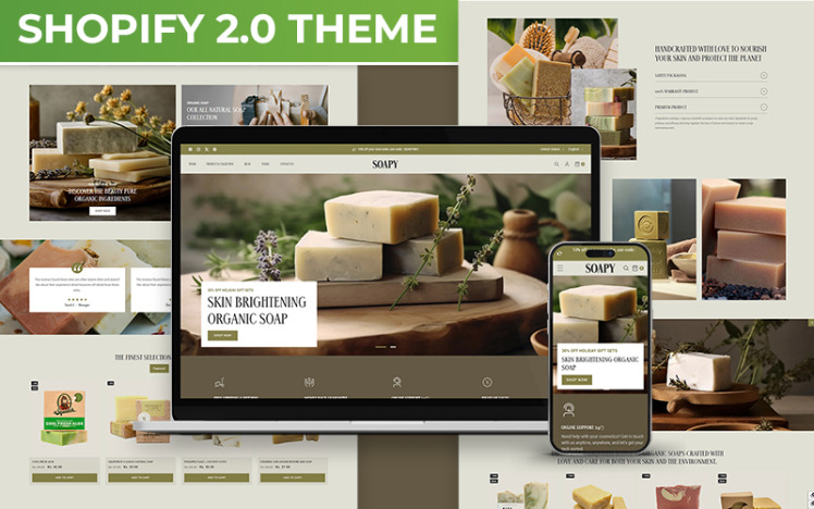 Soapy Crafted Handmade Soap Soy Candle Store Multipurpose Shopify Responsive Theme #411499