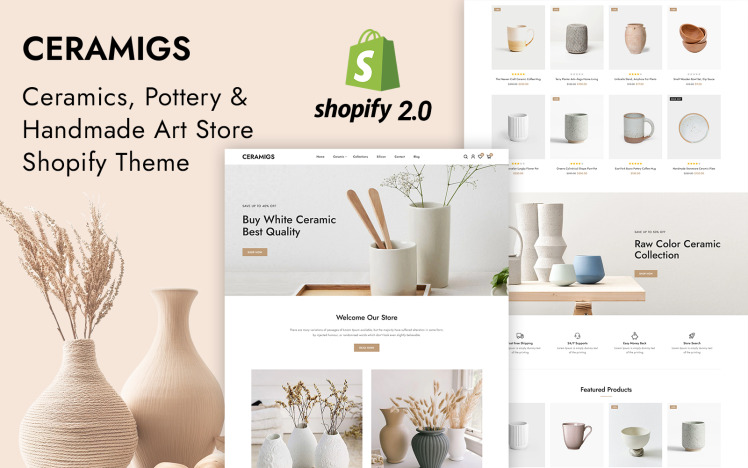 Ceramigs Ceramic and Handmade Art Store Shopify Responsive Theme #413062