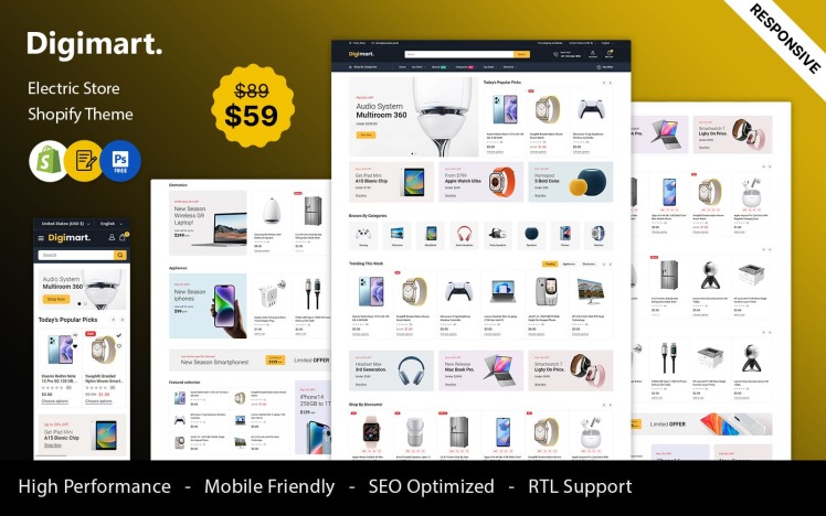 DigiMart Digital and Electronics Responsive Shopify Theme #413224