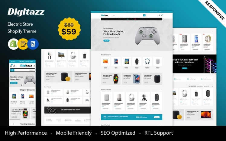 Digitazz Digital and Electronics Store Shopify Theme #413227