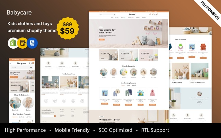 BabyCare Kids Fashion and Toys and Baby Store Shopify Theme #413695