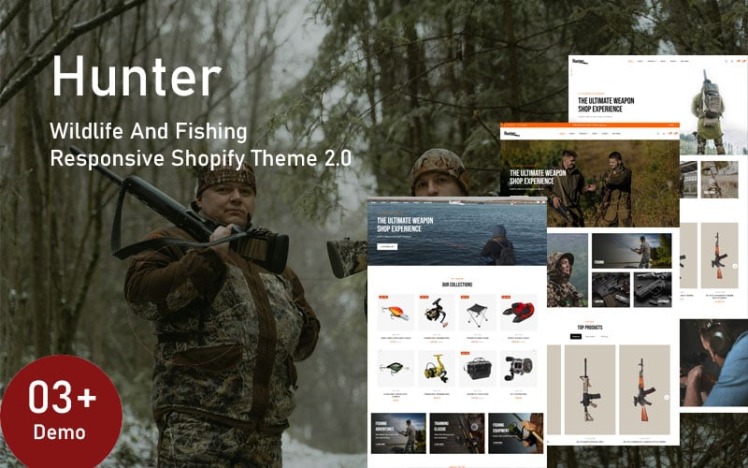 Hunter Wildlife And Fishing Responsive Shopify Theme #413698