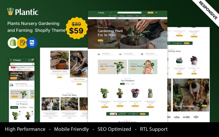 Plantic Plants and Farming and Nursery Store Shopify Theme #416232