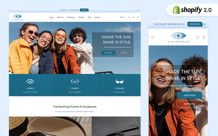 VisionPlus Modern Eyewear Shopify Store theme #417395