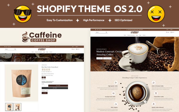 Caffeine Tea Coffee Cafe Store Multipurpose Shopify Responsive Theme #417775