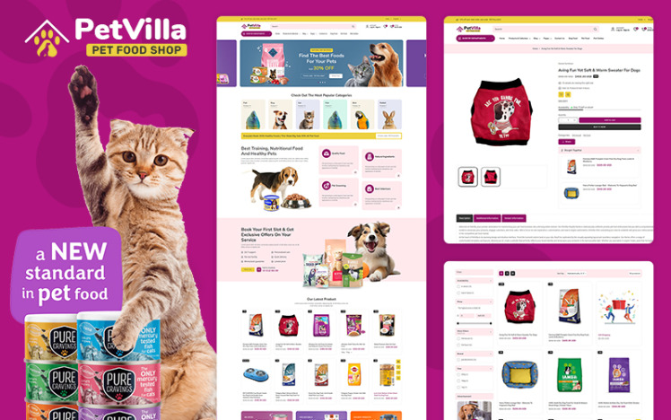 Petvilla Pet Food Pet Store Multipurpose Shopify Responsive Theme #419085