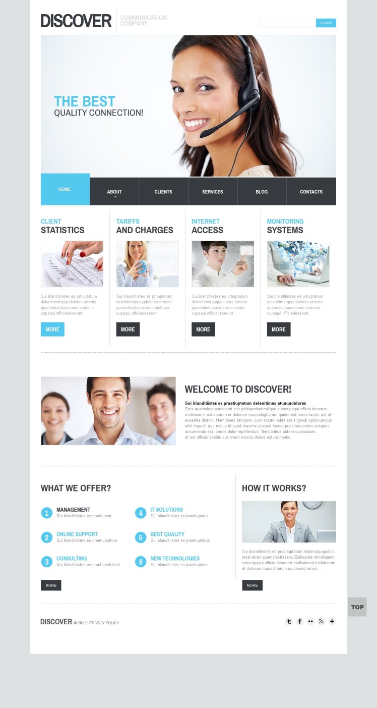 Communications Responsive Website Template #42341