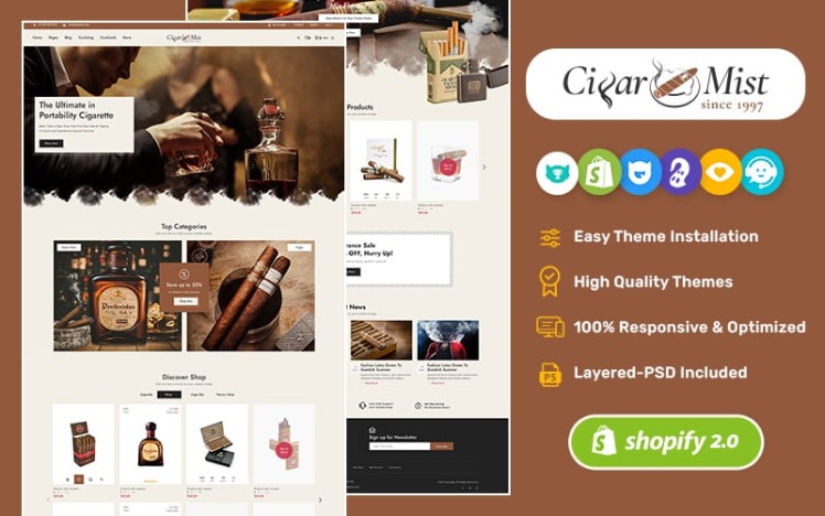 CigarMist Shopify Theme for Cigar Tobacco Stores #429131