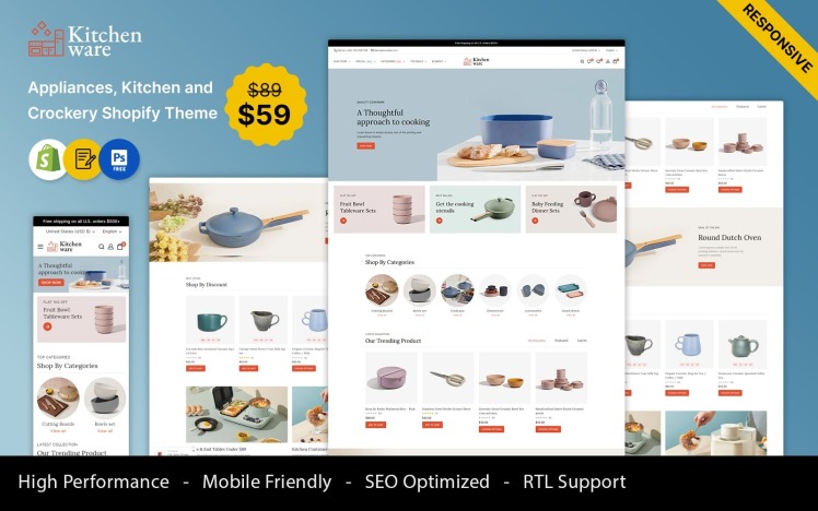 Kitchenware Kitchen Home Appliances and Crockery Multipurpose Responsive Shopify Theme #431210