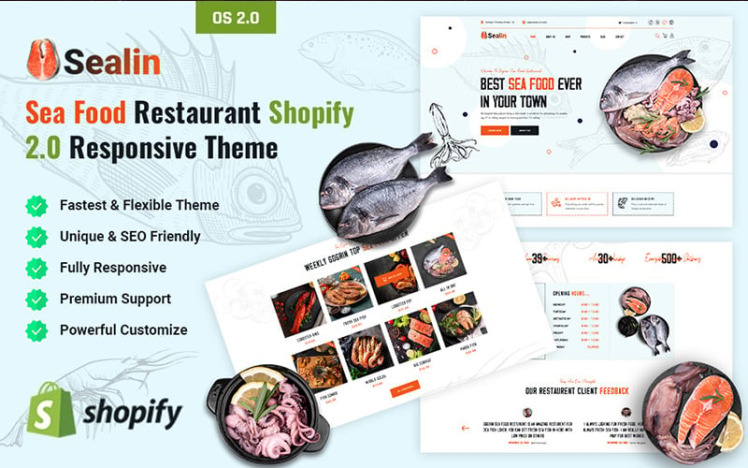 Sealin Sea Food Restaurant Shopify Responsive Theme #431510