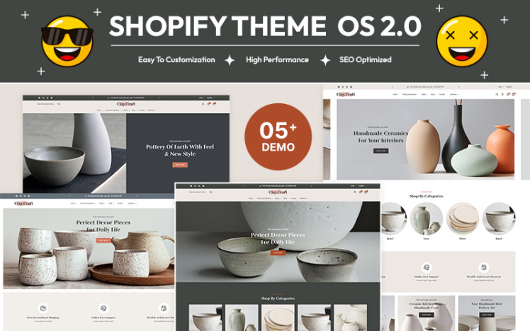 Claycraft Handcrafted Ceramic Home Decor Store Multipurpose Shopify Responsive Theme #431968