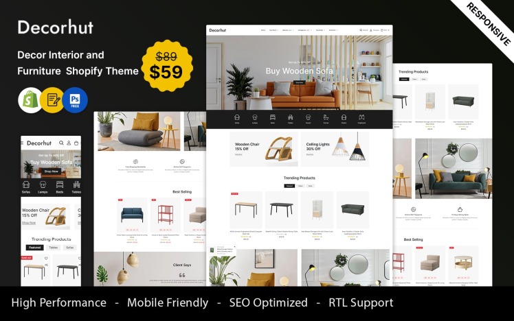 Decorhut Decor Interior and Furniture Shopify Responsive Theme #432861