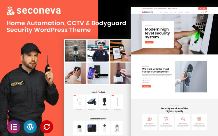 Seconeva - Home Automation, CCTV & Bodyguard Security WordPress Theme ...