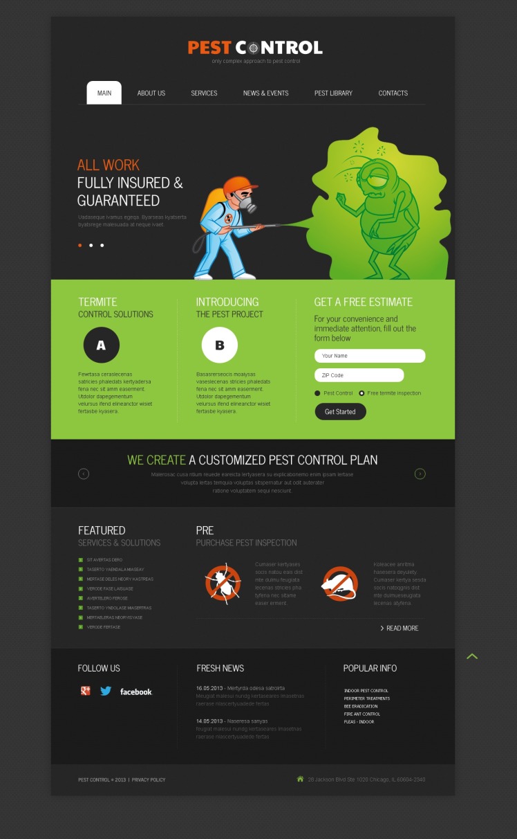 Pest Control Responsive Website Template 43768