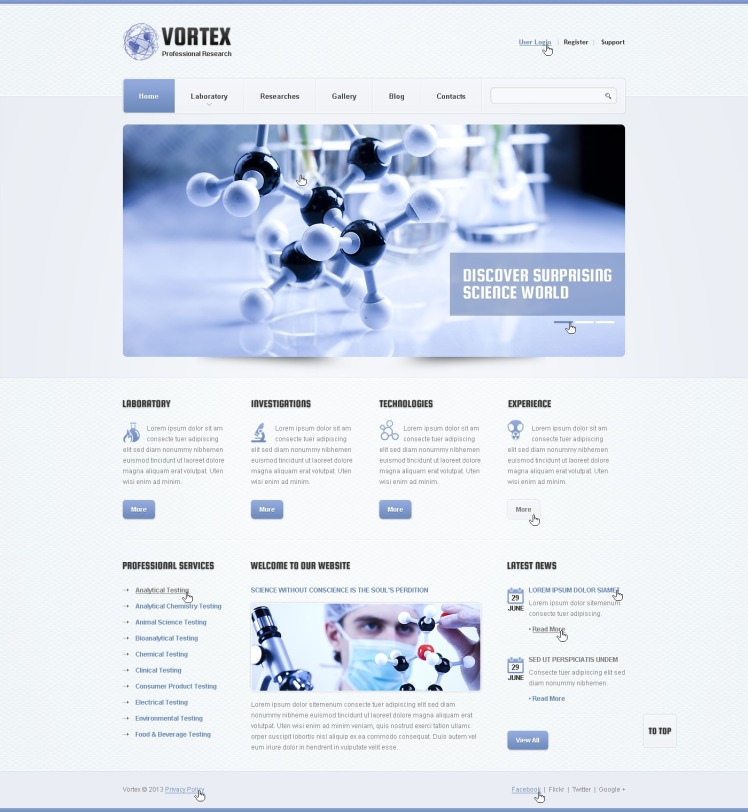Science Lab Responsive Website Template #44324