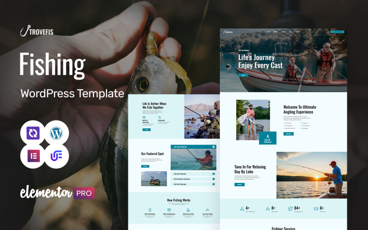 TroveFish - Fishing And Fish Hunting Club WordPress Elementor Theme #445080