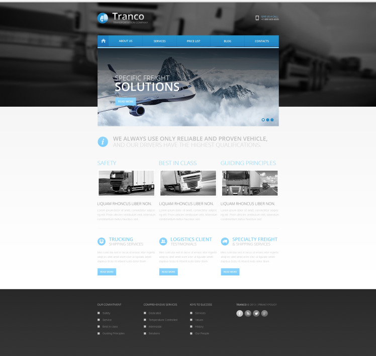 Transit Web Design Pattern Sample Transportation Responsive Website Template #45999