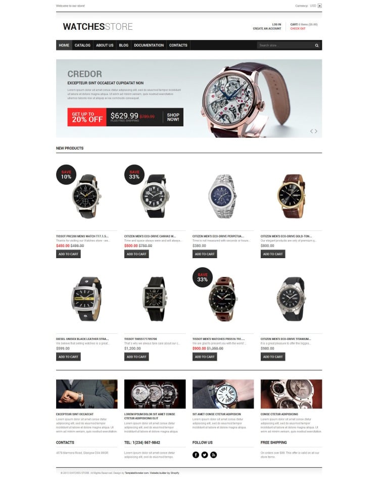 Watches Responsive Shopify Theme #47699