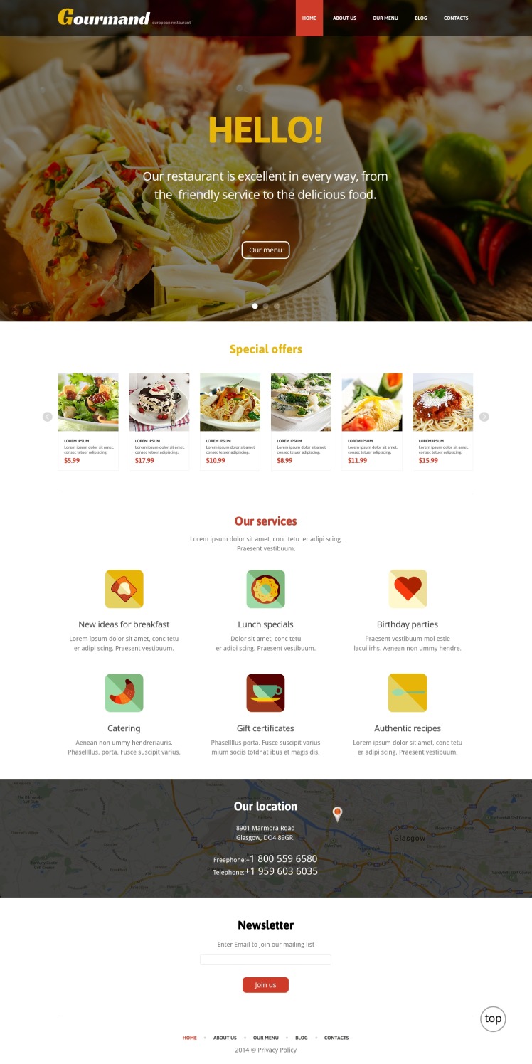 Gourmet Restaurant WordPress Theme #47709