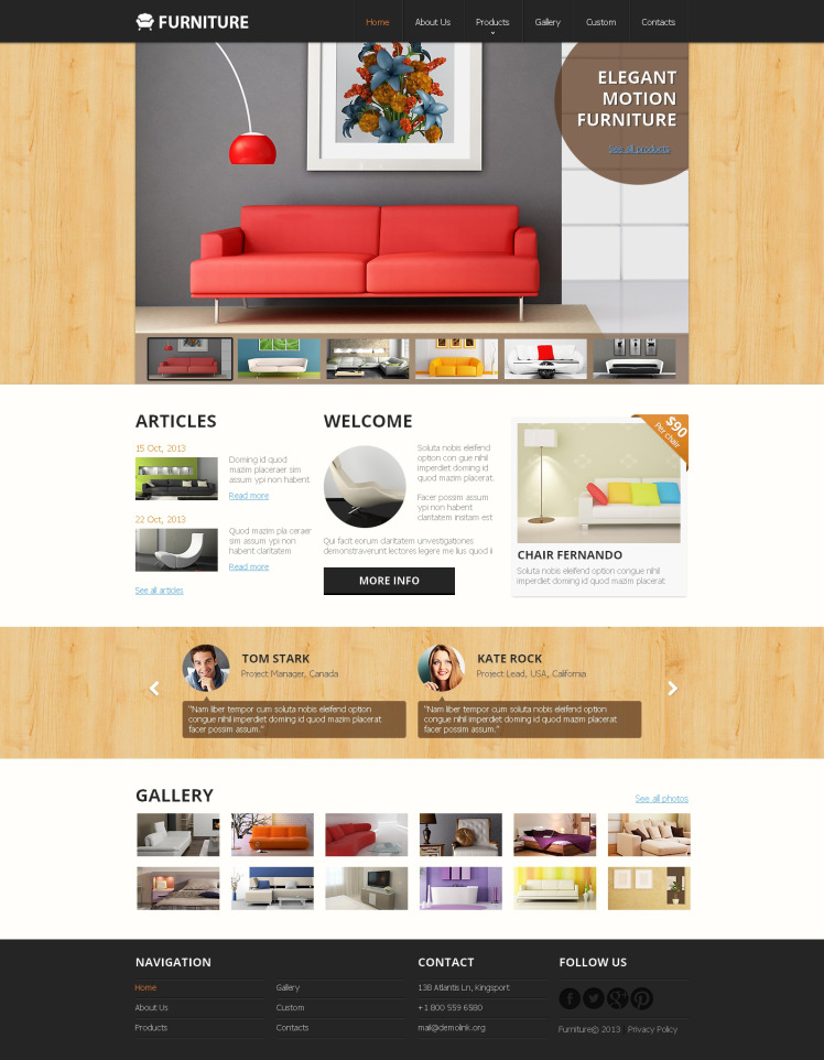 Furniture Responsive Website Template #47895