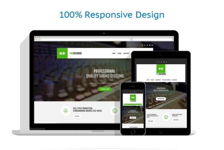 Recording Studio Responsive Website Template #47897
